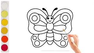 How to draw butterfly easy// drawing butterfly and color it// kids art