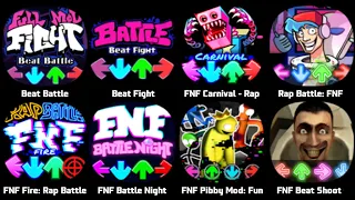 FNF Rainbow Friends, FNF Pizza Tower, Beat Battle, Beat Fight, FNF Carnival, Rap Battle, Pibby Mod