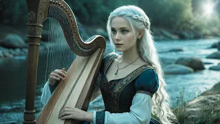 Harp Witch 🌿 Relaxing Harp Music🌲 Harp Celtic Music🌸with River Sound  to Relax, Sleep, Meditation.