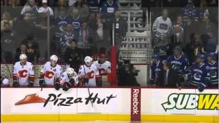 Line brawl 5 min ver. Calgary Flames vs Vancouver Canucks 1/18/14 NHL Hockey.