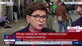 Beata Szydło: Nigdy nie zgodzimy się na przyjmowanie nielegalnych migrantów czy relokacje.