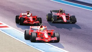 Ferrari F1 2022 vs Ferrari F1 2007 vs Ferrari F1 2008 - Abu Dhabi New Layout