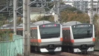 (HD) E233系快速電車同士のすれ違い (中央本線 快速[918H]/快速[867T])