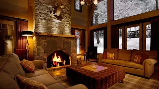 At the Cabin  Snow with Fireplace Sound HD