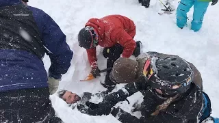 Watch People Rescue Snowboarder Trapped Under Snow After Avalanche