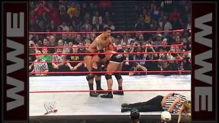 Batista breaks Goldberg's ankle - Raw, Oct. 20, 2003