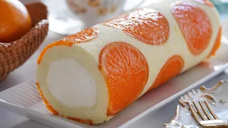 Beautiful and delicious Orange Rroll Cake. 🍊