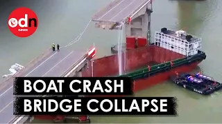 Boat Crashes Into Bridge Causing Deadly Collapse in China