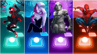 Gwen Vs Spider Man Vs Moon Night Vs Miles Morales !!! EDM RUSH TILES HOP