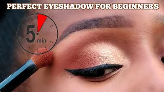 SUPER EASY EVERYDAY EYESHADOW TUTORIAL IN 5 MINUTES FOR SCHOOL/WORK + NO FALSE LASHES