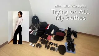 Trying on ALL my minimalist wardrobe (all-season & stylish)