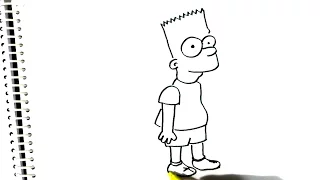 How to draw Bart Simpson full- in easy steps for children. beginners