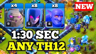 Best Th12 Strongest CWL Attack | 4 Golem + 14 Bowler + 8 Witch | Th12 Attack Strategy 2024 In Coc