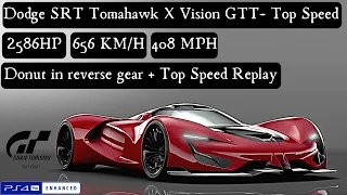 SRT Tomahawk X Vision Gran Turismo Top speed (Tuned + Overtake Speed Boost KERS)  KM/H 656 MPH 408