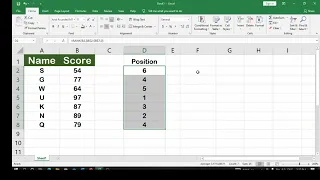 How to calculate students positions 1st, 2nd, 3rd upto nth in class with Excel/Index+Match