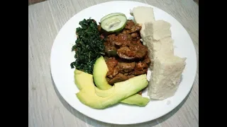 Liver (maini) with ugali and greens! Dinner Idea In Kenya