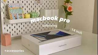 🎐aesthetic macbook pro 14inch unboxing + accessories