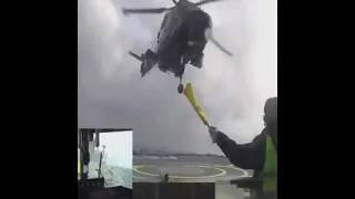 CRAZY Helicopter Landing On Ship In Rough Sea