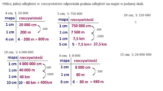 Oblicz, jakiej odległości w  rzeczywistości odpowiada podana odległość na mapie  Przykłady 3.