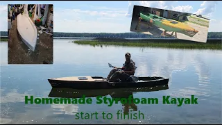 Homemade DIY 12ft Styrofoam fishing Kayak start to finish