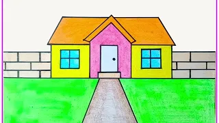 House scenery drawing•how to make a house 🏠 village hut drawing