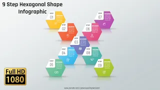 3.[PowerPoint] Create 9 Step Hexagonal Shape Infographic | PPT Slide | Graphic design|Free Template