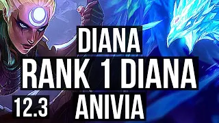 DIANA vs ANIVIA (MID) | Rank 1 Diana, 8/1/10, Rank 7, Godlike | TR Challenger | 12.3