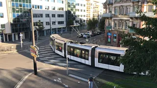 Tramway at an intersection in Strasbourg France