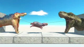 Spino and Rex Crazy Scramble for food - Animal Revolt Battle Simulator