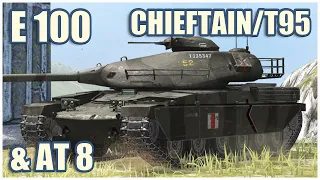 Chieftain/T95, E 100 & AT 8 • WoT Blitz Gameplay