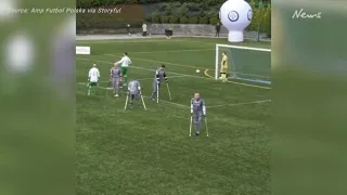 Polish Amputee Soccer Player Scores Stunning Overhead Goal