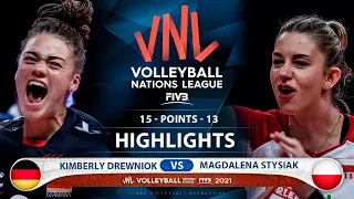 Kimberly Drewniok vs Magdalena Stysiak | Germany vs Poland | VNL 2021 (HD)