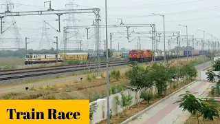Train Race Between Express Train vs High Speed freight Train