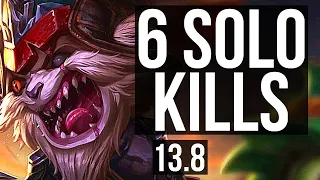 KLED vs GAREN (TOP) | 6 solo kills, 1.6M mastery, 1000+ games, 15/3/6, Legendary | KR Master | 13.8