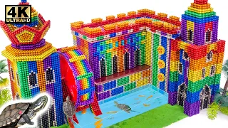 DIY - Build Rainbow House Waterwhell and Fish Pond From Magnetic Balls (Satisfying ASMR) | MW Series