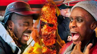 British Rappers DESTROYED by Spicy Korean Chicken Skewers!