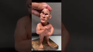 Making THE ROCK (Dwayne Johnson) funny sculpture with polymer clay | Kay's Clay #shorts