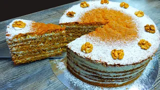 Домашний Морковный торт с орешками и кремом чиз. Carrot cake recipe