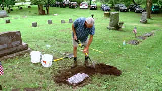 Local Cemetery Conservation:  Re-setting and edging in-ground footstones