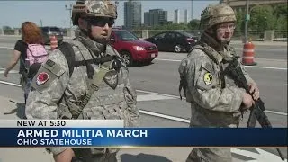 Armed men and women march to Ohio Statehouse