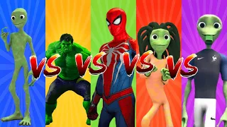 COLOR DANCE CHALLENGE DAME TU COSITA vs spideman vs El Taiger - Me Kemaste vs hulk Alien Green