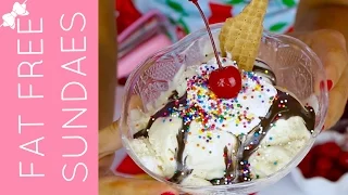 Practically Fat-Free Hot Fudge Ice Cream Sundaes (Easy, 4-Ingredient, No-Machine Recipe)