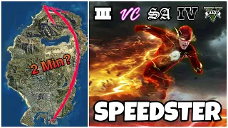 How Long does a Speedster take to Run Across GTA MAPS | Superspeed in GTA Games