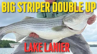 BIG Striped Bass Double Up on Lake Lanier! #Lanier #Bass