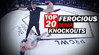 Top 20 Most Ferocious Knockouts in MMA I HD