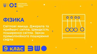 9 клас. Фізика. Світлові явища. Джерела та приймачі світла. Швидкість поширення світла