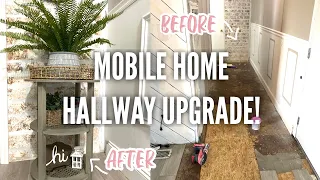 SINGLE WIDE HALLWAY TRANSFORMATION | mobile home makeover | mobile home updates on a budget 💰