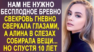 Свекровь гневно сверкала глазами, выгоняя невестку, а Алина в слезах собирала вещи. Но спустя 10 лет