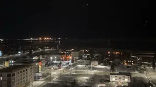 Timelapse as night falls and planes land at Ted Stevens International Airport be in Anchorage