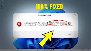 Fix D3DX9_43.DLL is Missing in Windows 11 / 10 /8/7 | How To Solve d3dx9_43.dll Not Found Error ✅